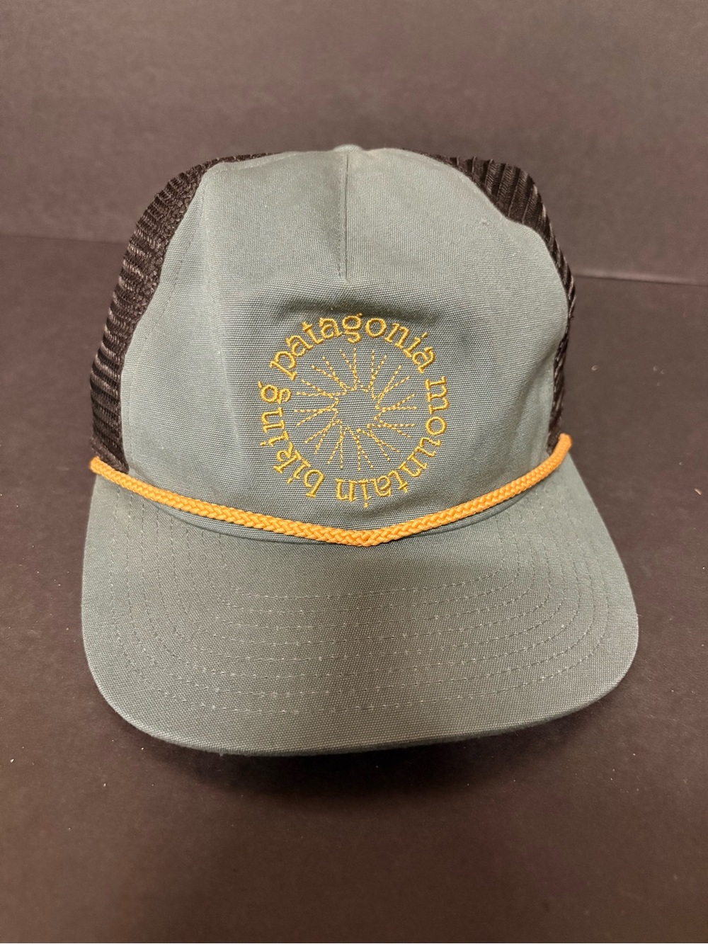 Patagonia Men’s Teal  & Black Trucker Hat with Yellow Accent